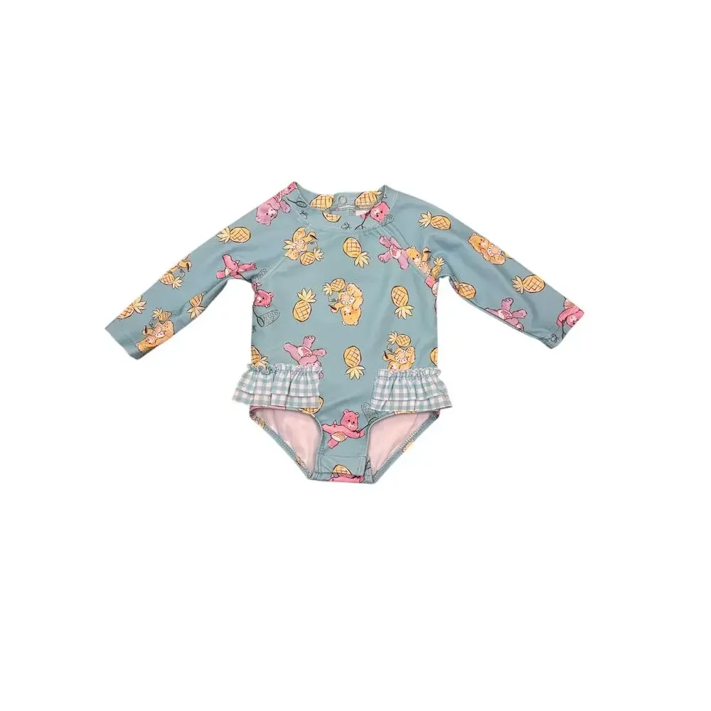 Care Bears Baby Rash Guard Swimsuit 3-6 Months Blue UPF Long Sleeve NWT